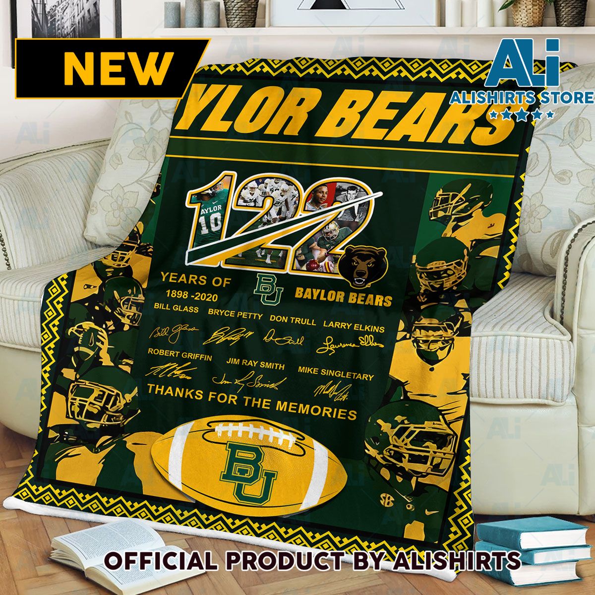 NCAA Baylor Bears Sherpa Blanket College Sports Fan Gifts