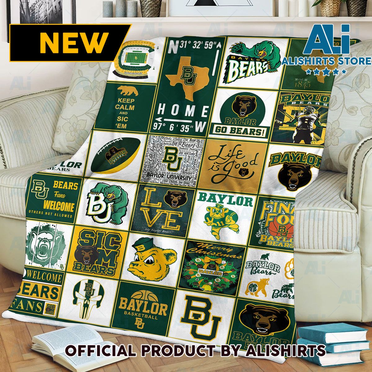 NCAA Baylor Bears Throw Blanket College Sports Fan Gifts