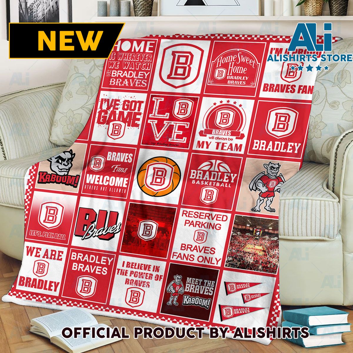 NCAA Bradley Braves FooThrow Blanketall Blanket College Sports Fan Gifts