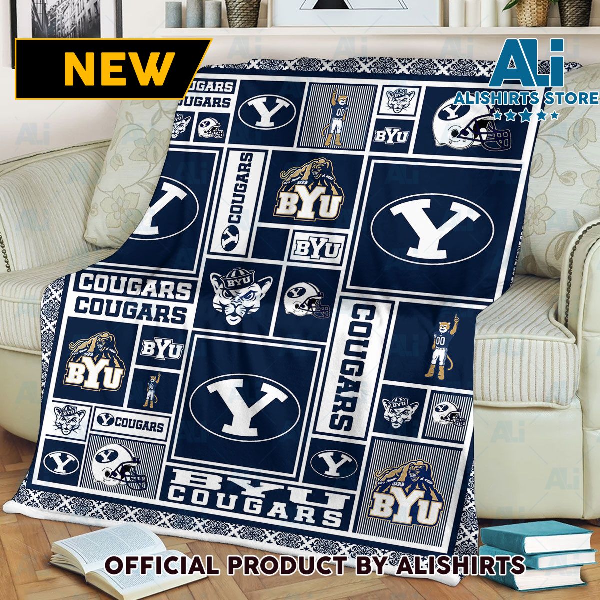 NCAA Byu Cougars Quilt Blanket College Sports Fan Gifts