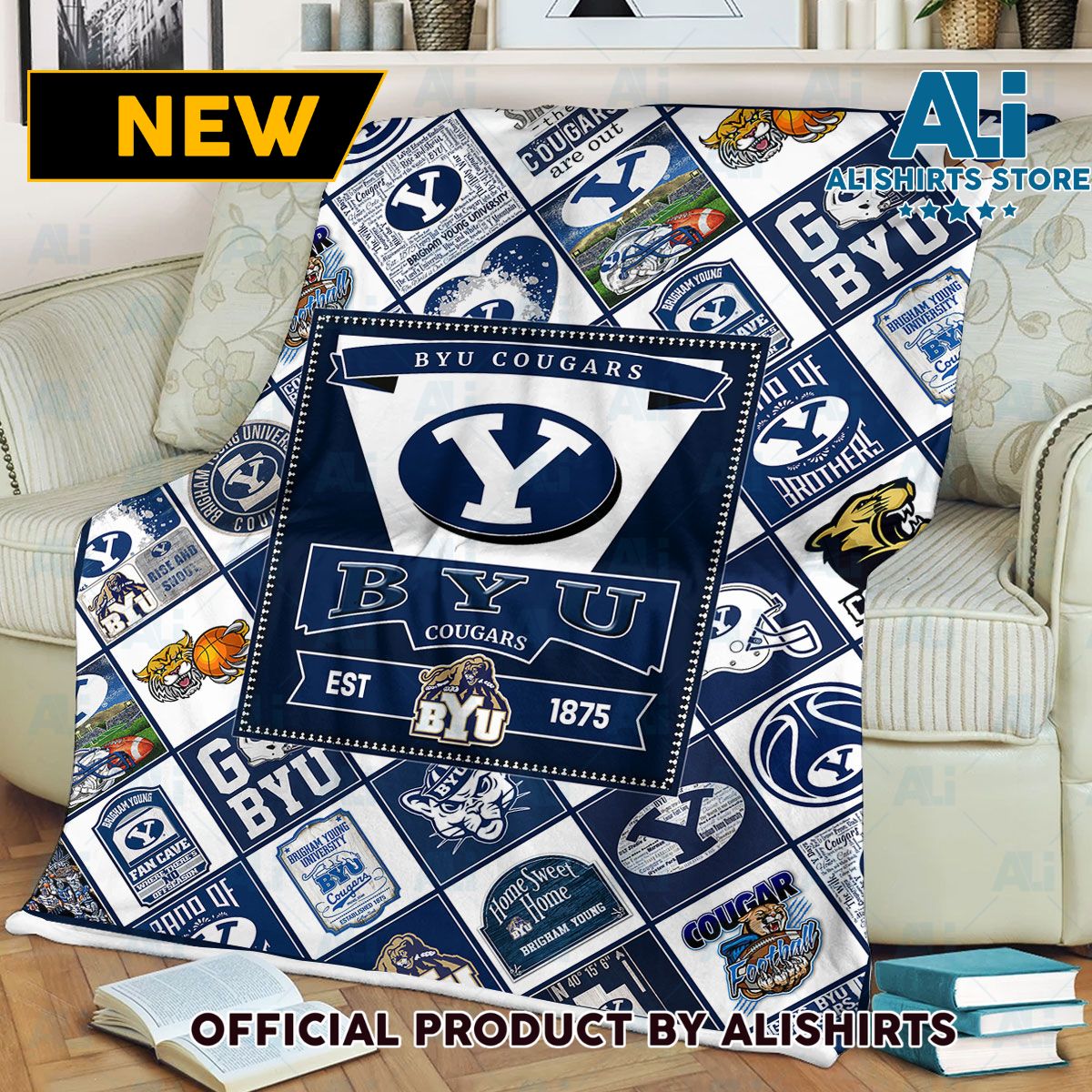 NCAA Byu Cougars Sherpa Blanket College Sports Fan Gifts