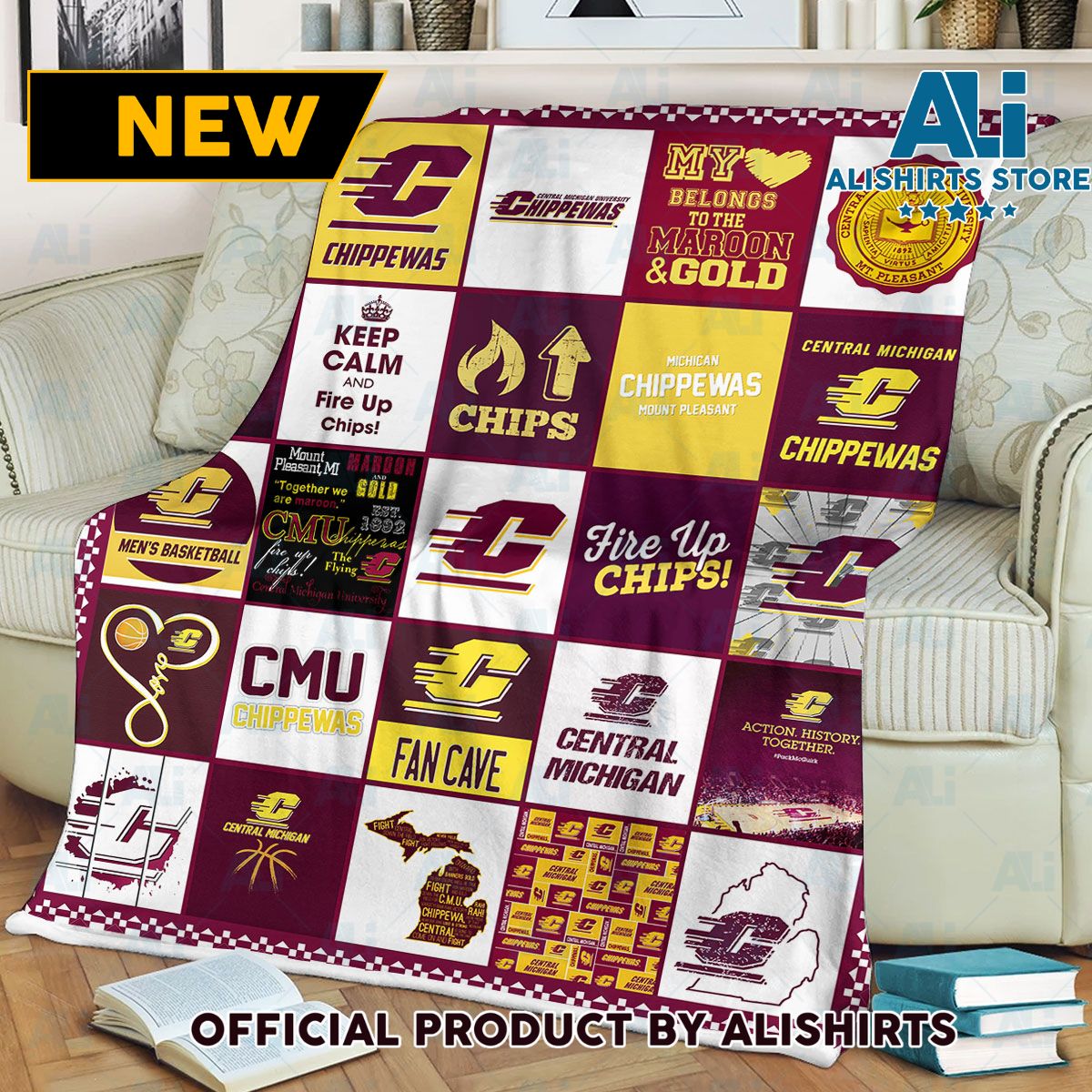 NCAA Central Michigan Chippewas Throw Blanket College Sports Fan Gifts
