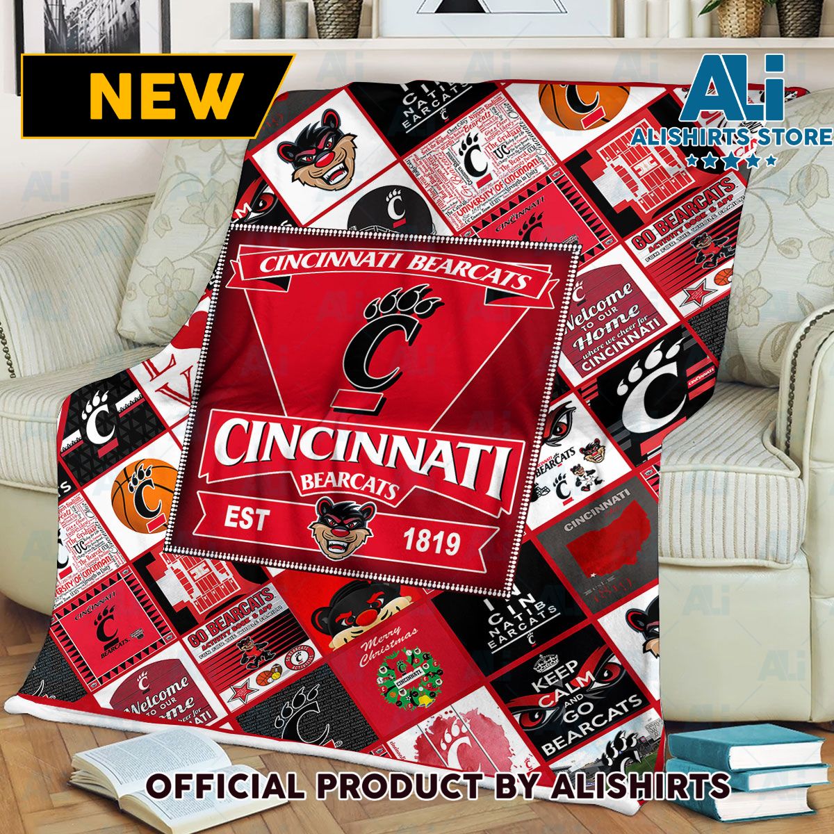NCAA Cincinnati Bearcats Sherpa Blanket College Sports Fan Gifts