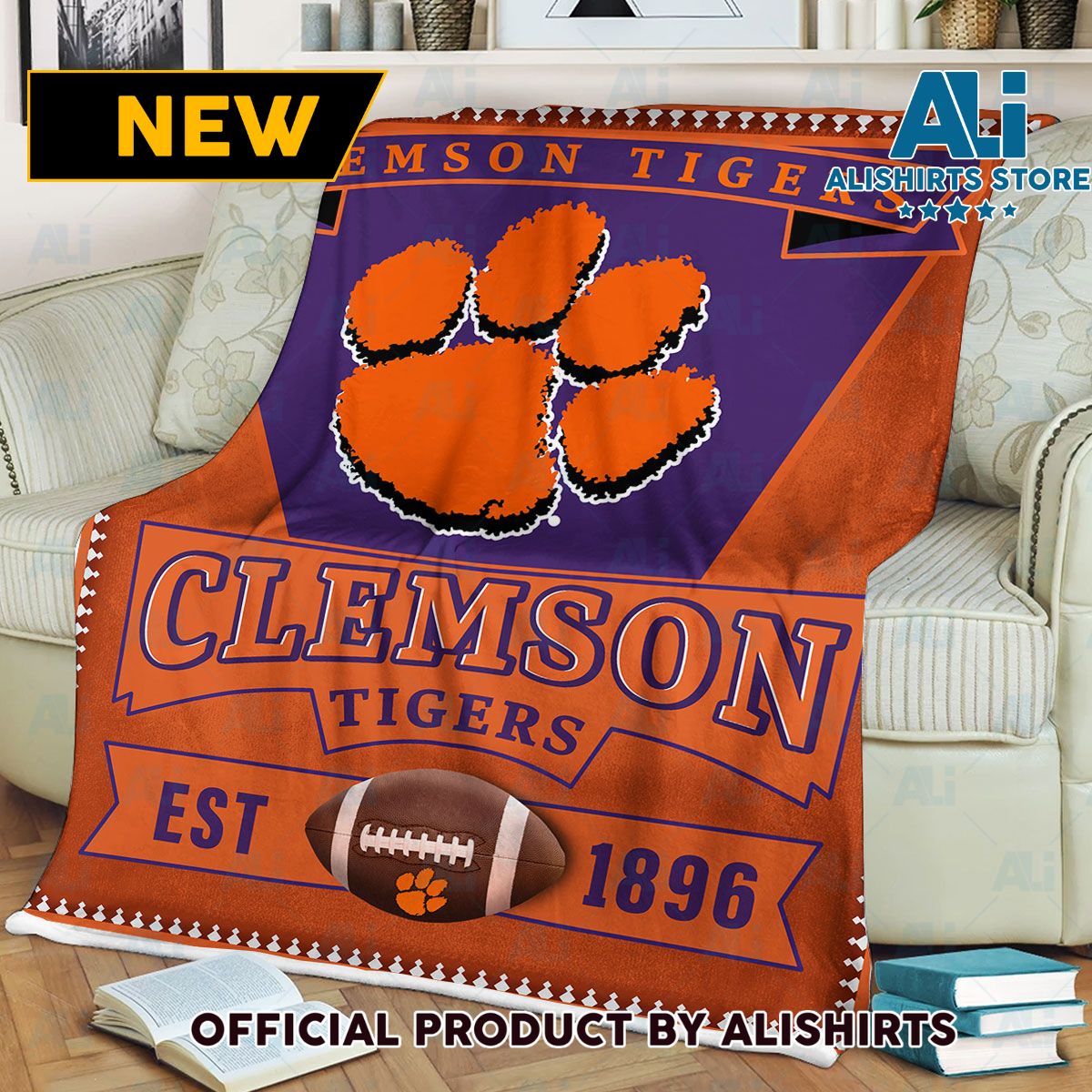 NCAA Clemson Tigers Quilt Blanket College Sports Fan Gifts