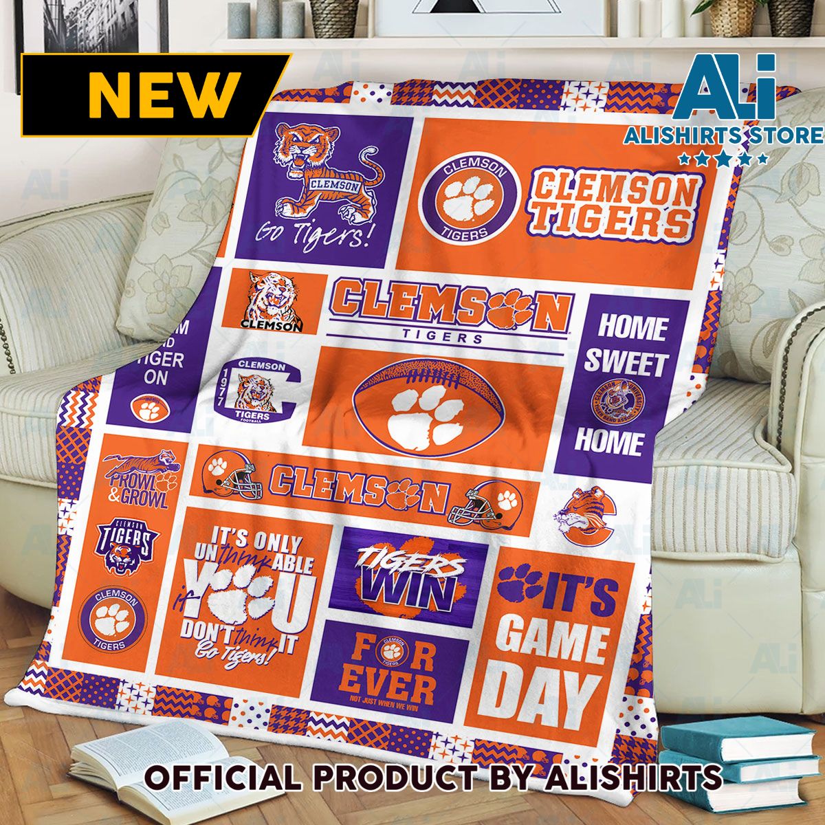 NCAA Clemson Tigers Sherpa Blanket College Sports Fan Gifts