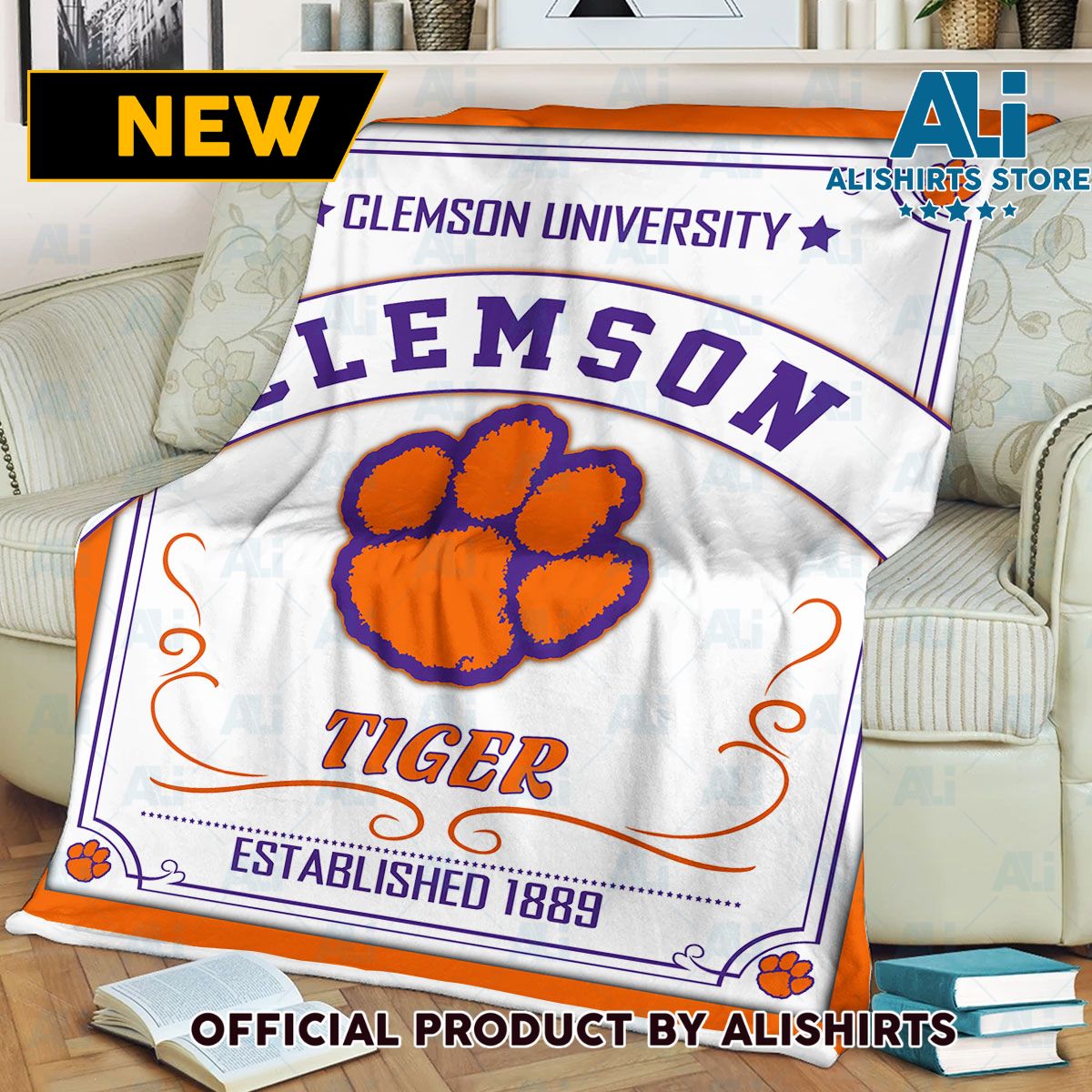 NCAA Clemson Tigers Throw Blanket College Sports Fan Gifts