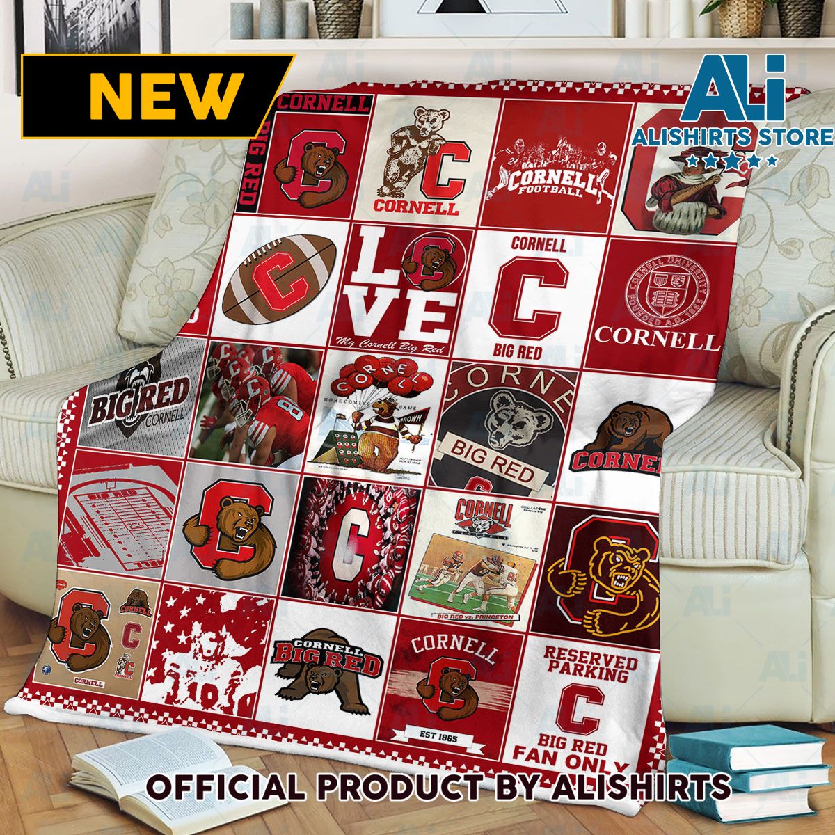 NCAA Cornell Big Red Sherpa Blanket College Sports Fan Gifts