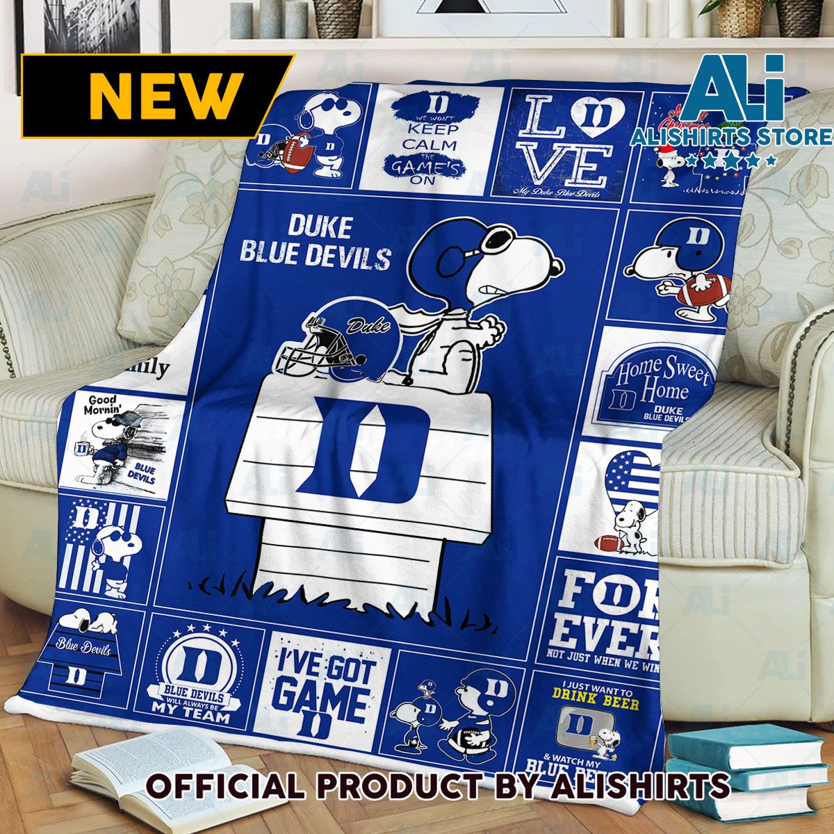 NCAA Duke Blue Devils Sherpa Blanket College Sports Fan Gifts