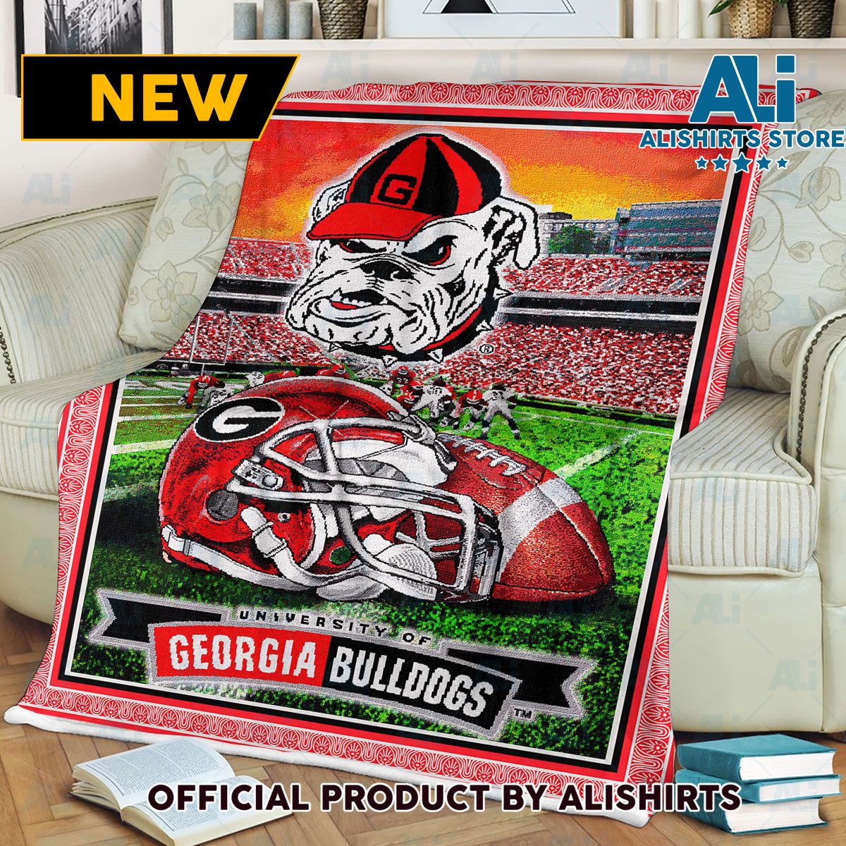 NCAA Georgia Bulldogs University Sherpa Blanket College Sports Fan Gifts