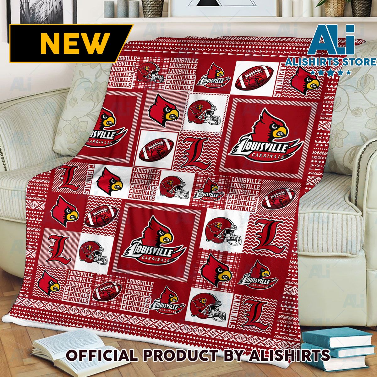 NCAA Louisville Cardinals Sherpa Blanket College Sports Fan Gifts