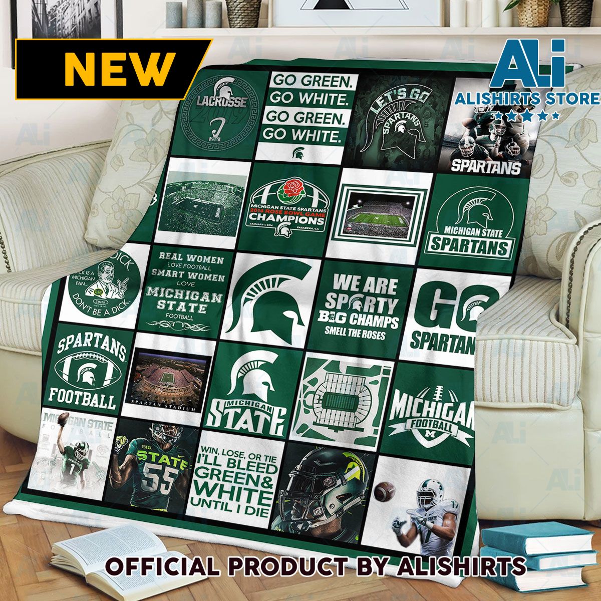 NCAA Michigan State Spartans Sherpa Blanket College Sports Fan Gifts