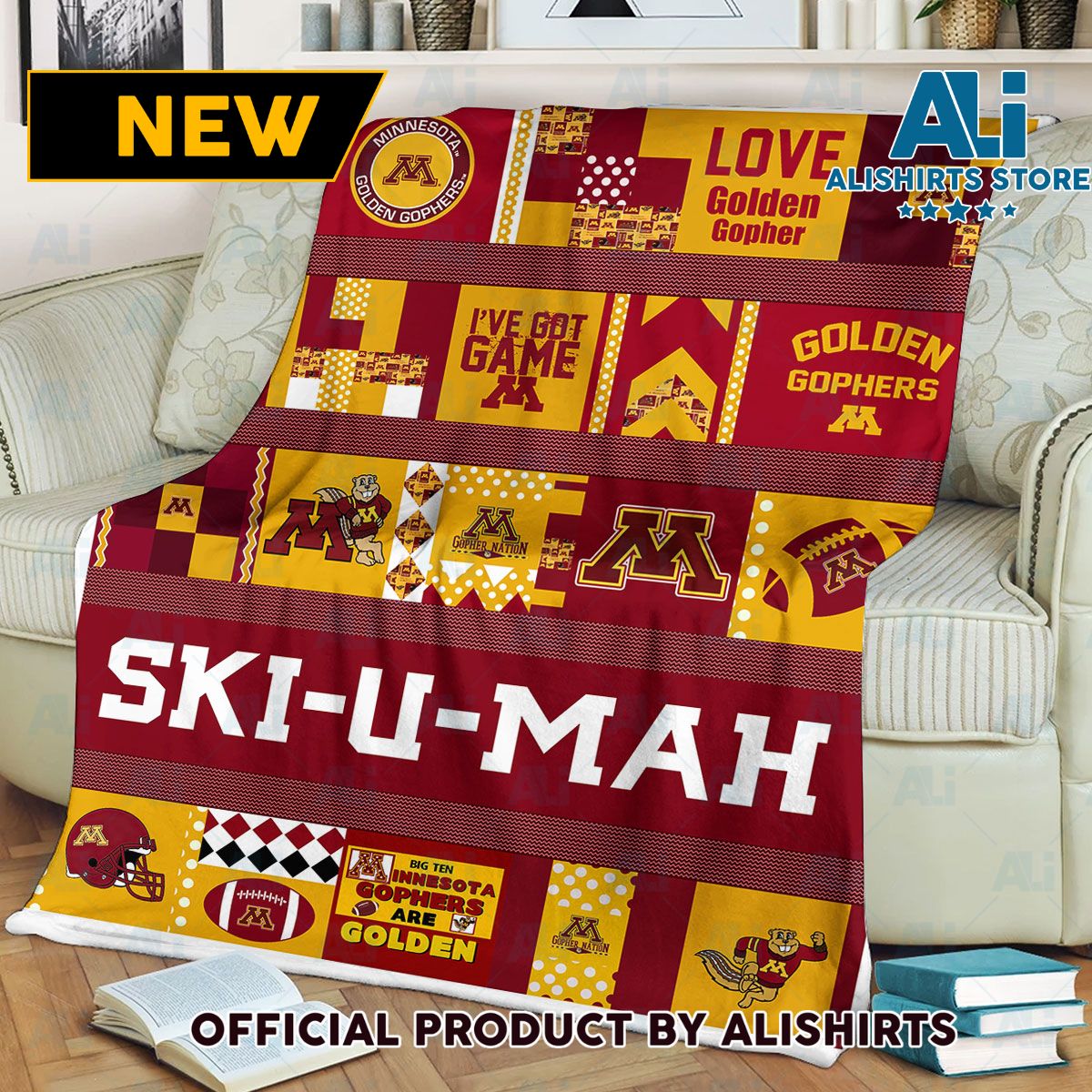 NCAA Minnesota Golden Gophers Sherpa Blanket College Sports Fan Gifts