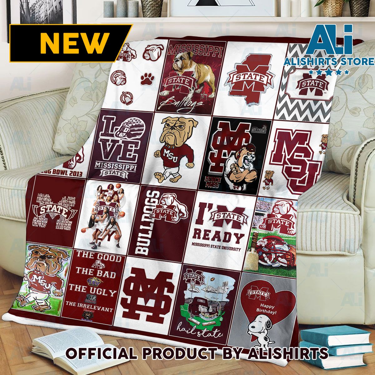 NCAA Mississippi State Bulldogs Sherpa Blanket College Sports Fan Gifts