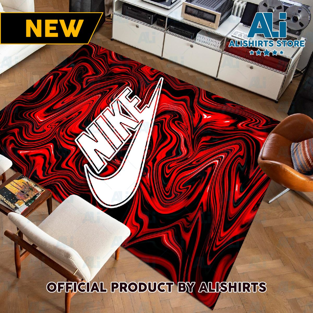 Nike Red Wave Custom Rectangle Rug Carpet