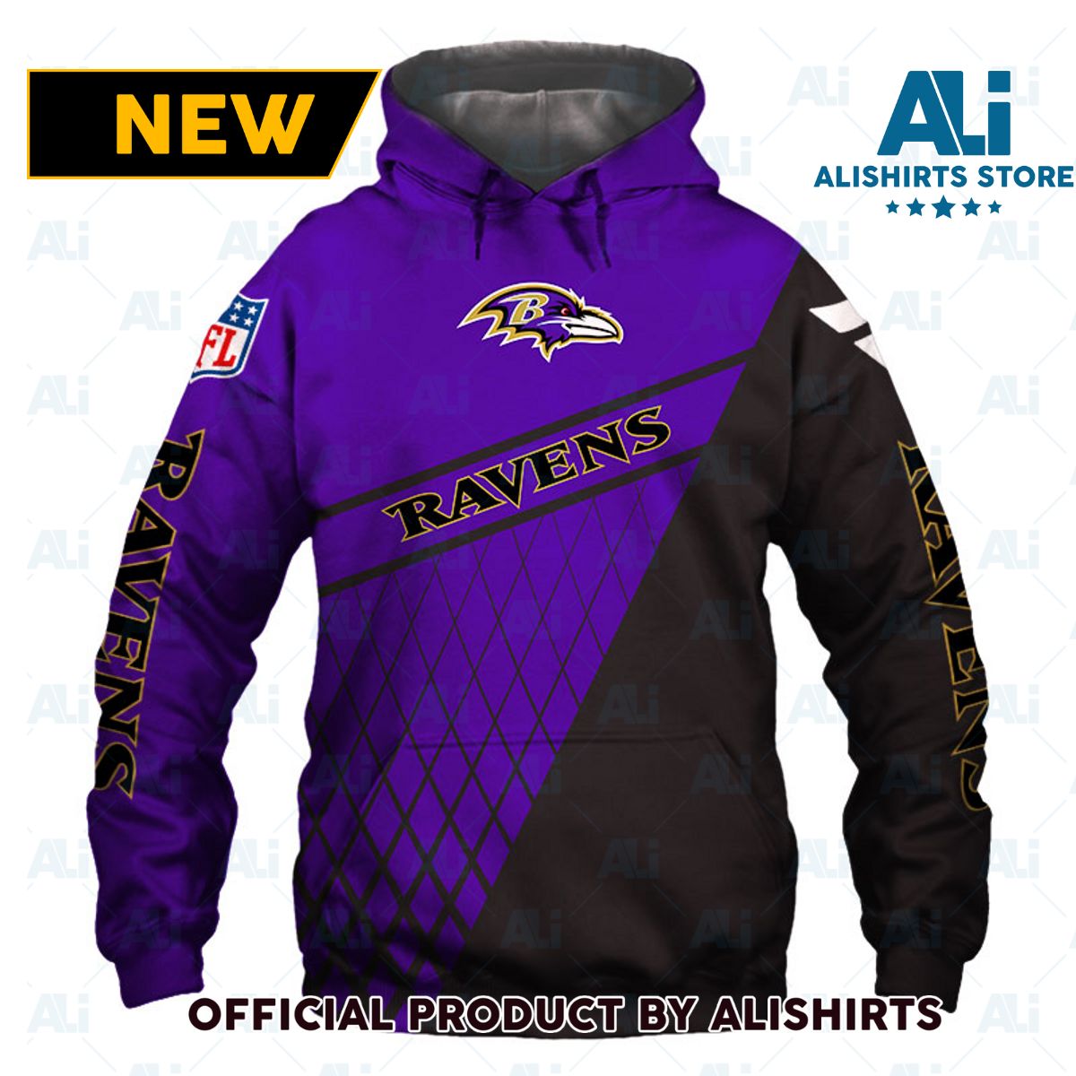 NFL Baltimore Ravens Fox Eye Grid Hoodie