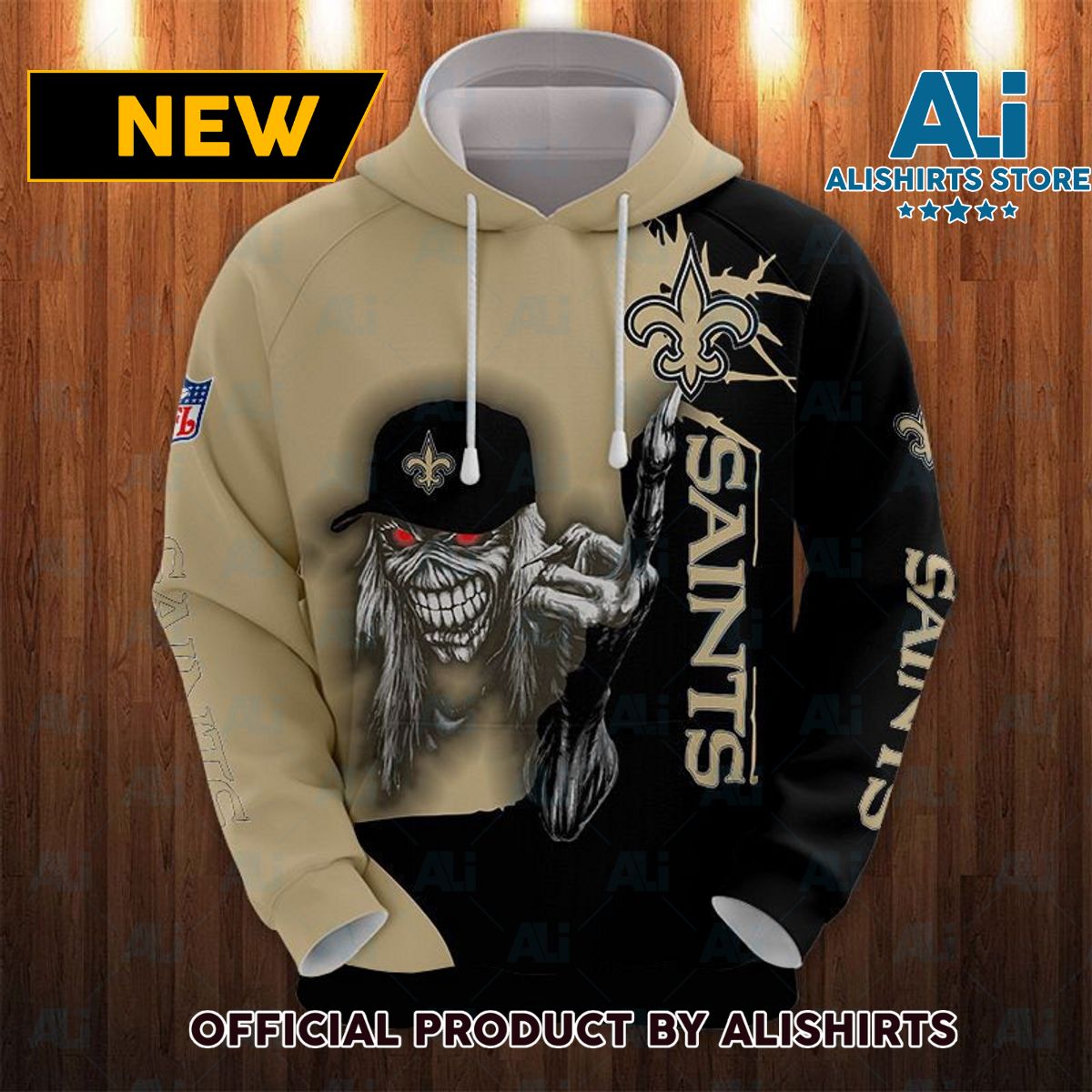 NFL New Orleans Saints Skull Cap Hoodie