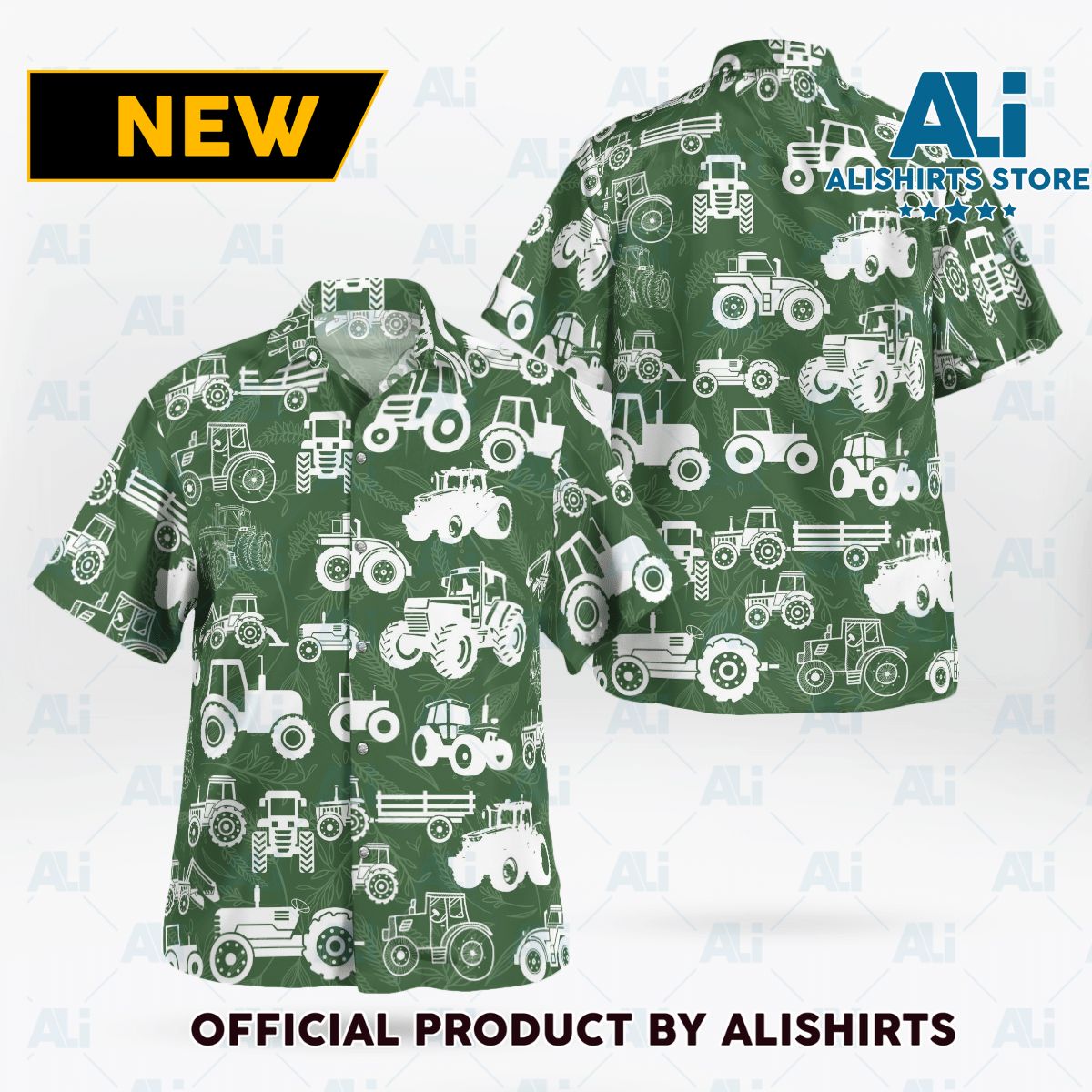 Tractor Pattern Hawaiian Shirt