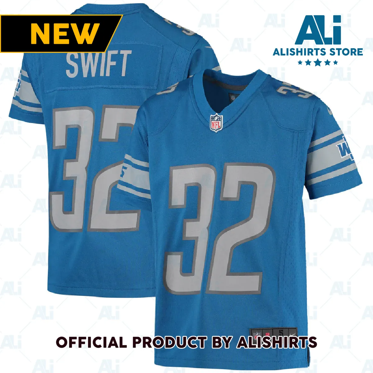 Detroit Lions D'Andre Swift Game Jersey Blue