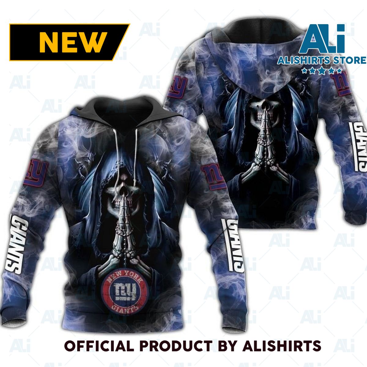 NFL New York Giants Smoking Skull Hoodie