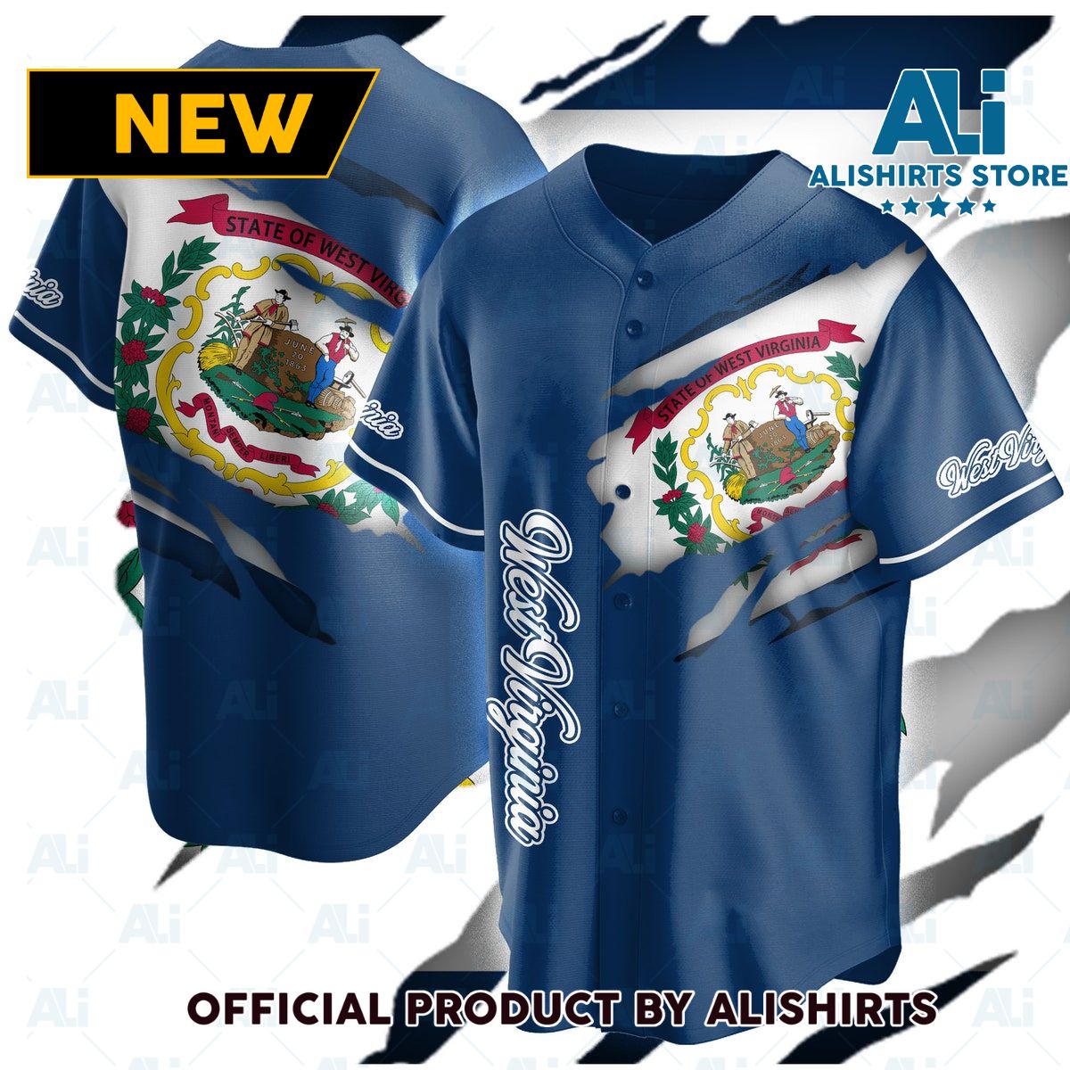 West Virginia State Flag Baseball Jersey