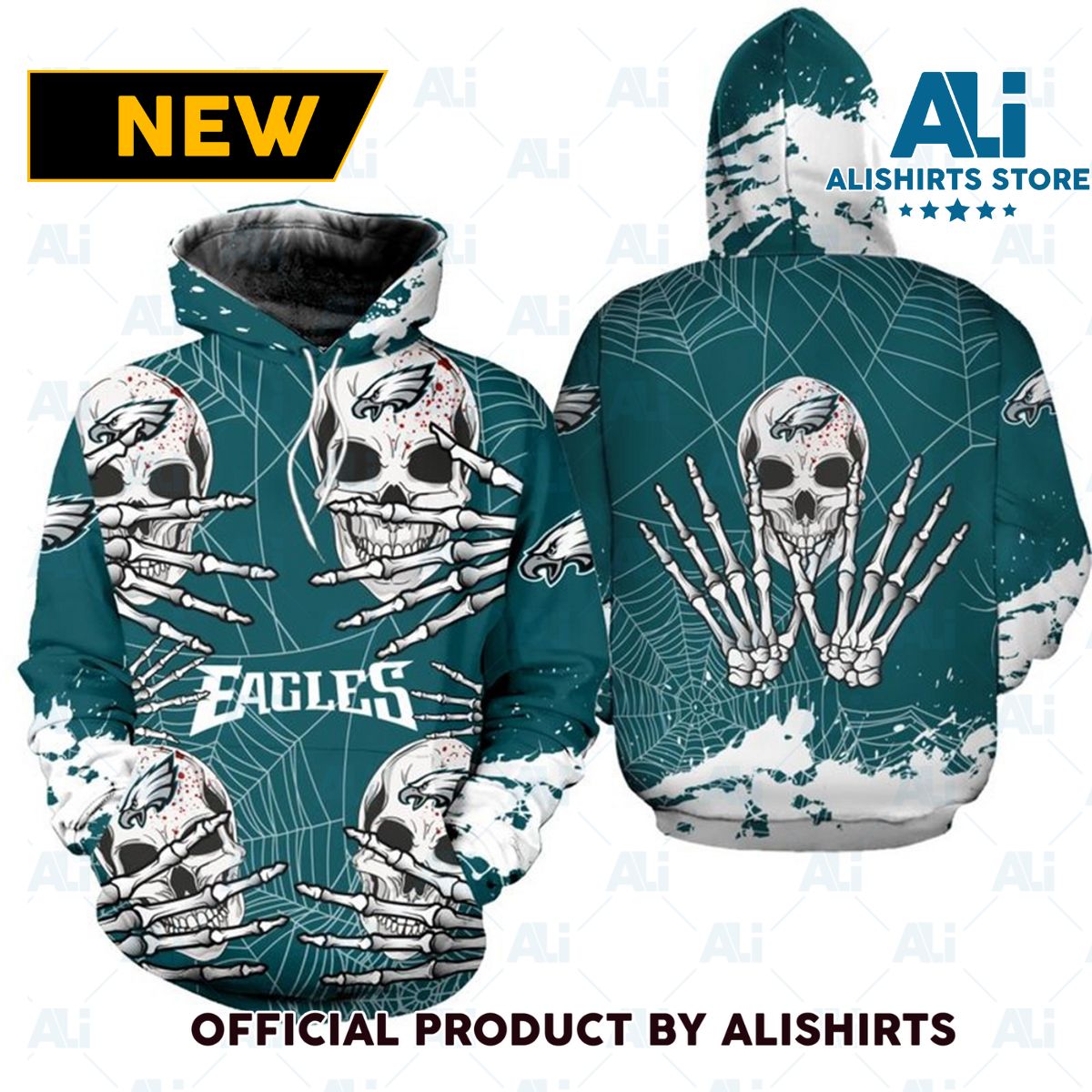 NFL Philadelphia Eagles Skull Net Hoodie