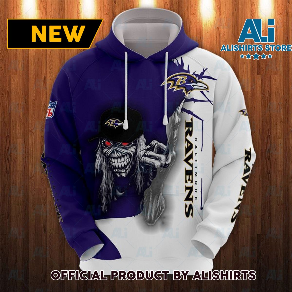 NFL Baltimore Ravens Metal Skull Hoodie