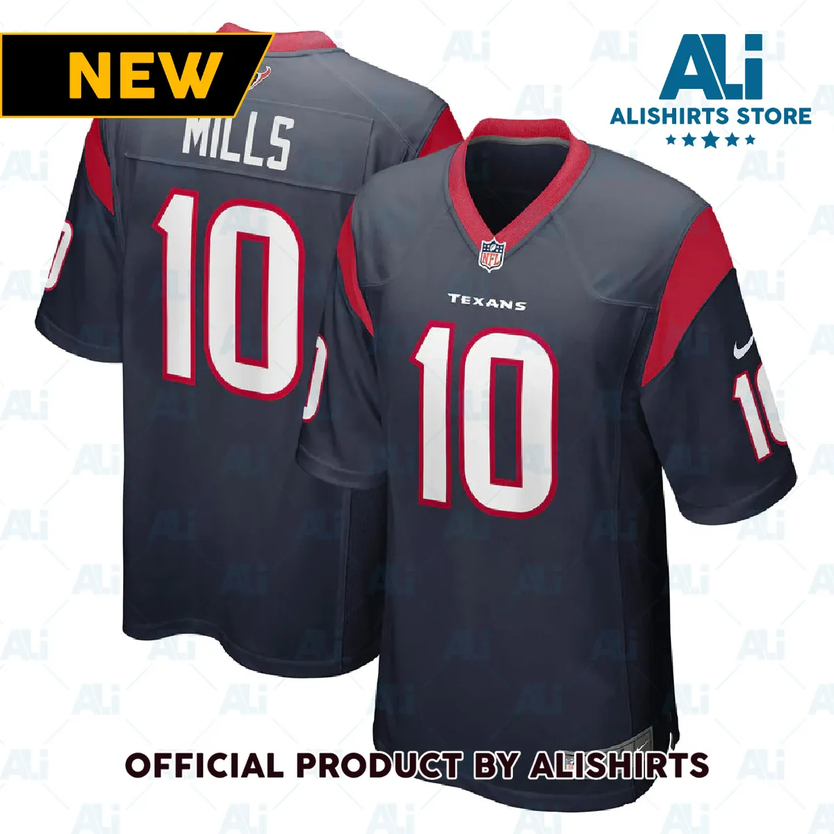 Houston Texans Davis Mills Player Game Jersey Navy