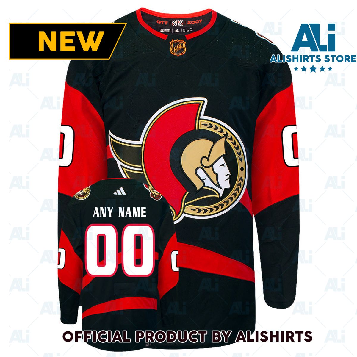 Customizable Ottawa Senators Adidas 2022 Primegreen Reverse Retro Authentic NHL Hockey Jersey