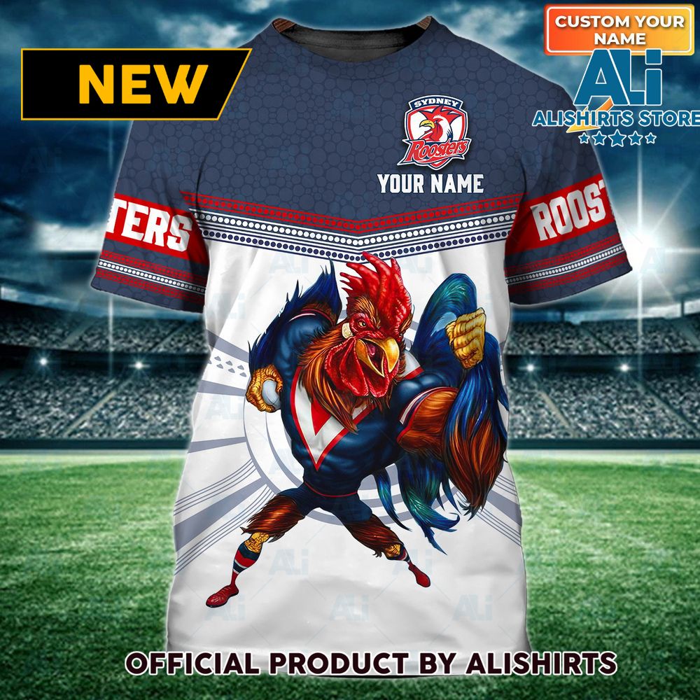Sydney Roosters NRL Blue Rooster Personalized Name Tshirts