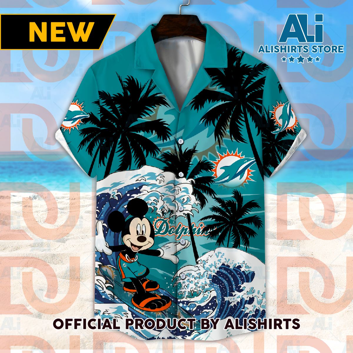 Miami Dolphins mickey japan wave hawaiian shirt