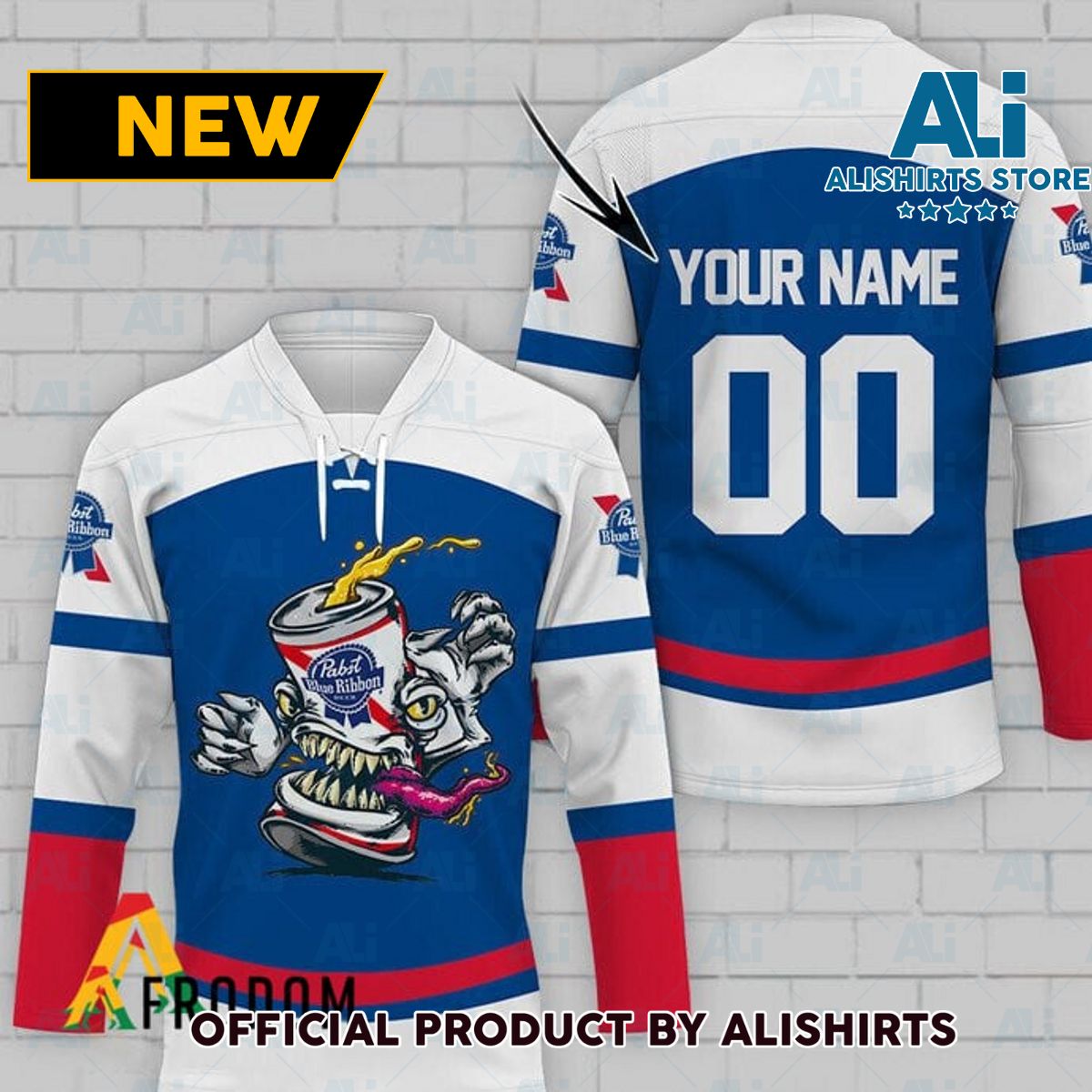 Personalized Pabst Blue Ribbon Hockey Jersey