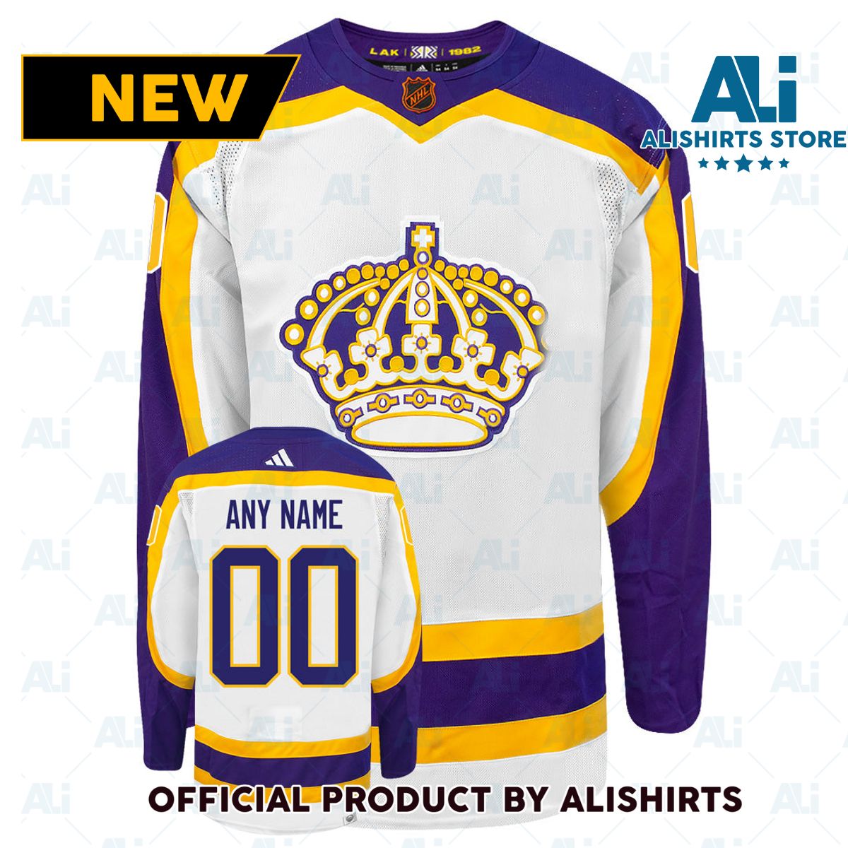 Customizable Los Angeles Kings Adidas 2022 Primegreen Reverse Retro Authentic NHL Hockey Jersey