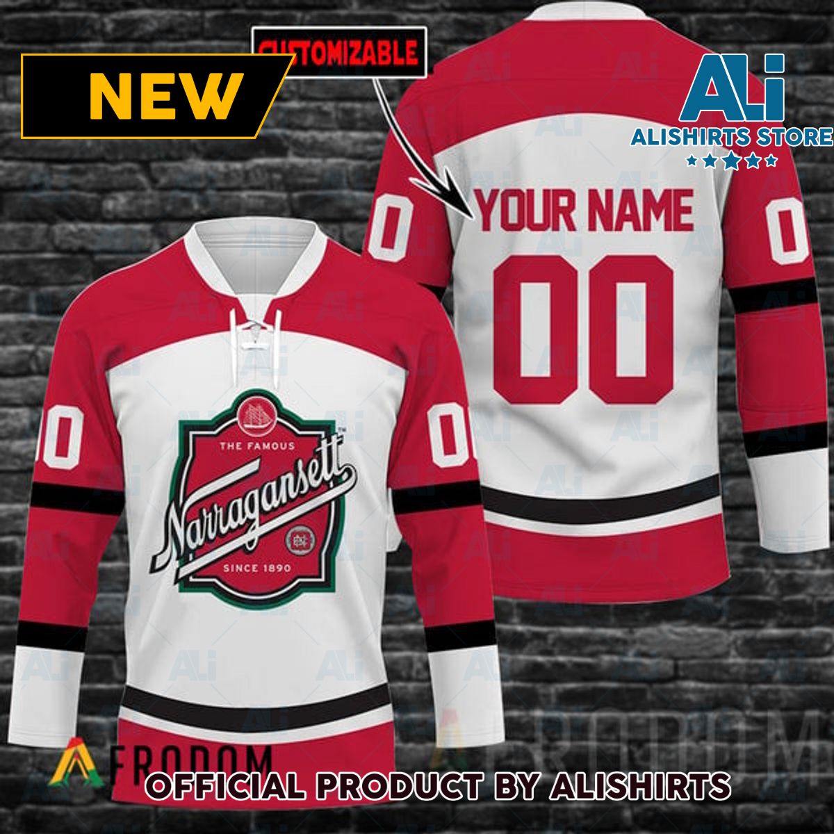 Personalized Narragansett Beer Hockey Jersey