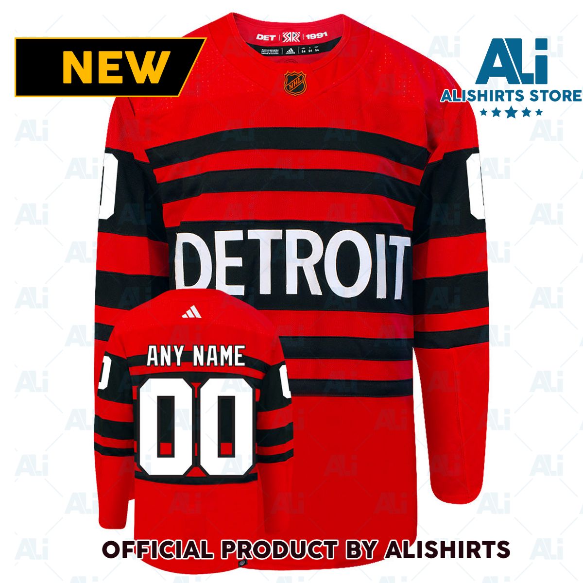 Customizable Detroit Red Wings Adidas 2022 Primegreen Reverse Retro Authentic NHL Hockey Jersey