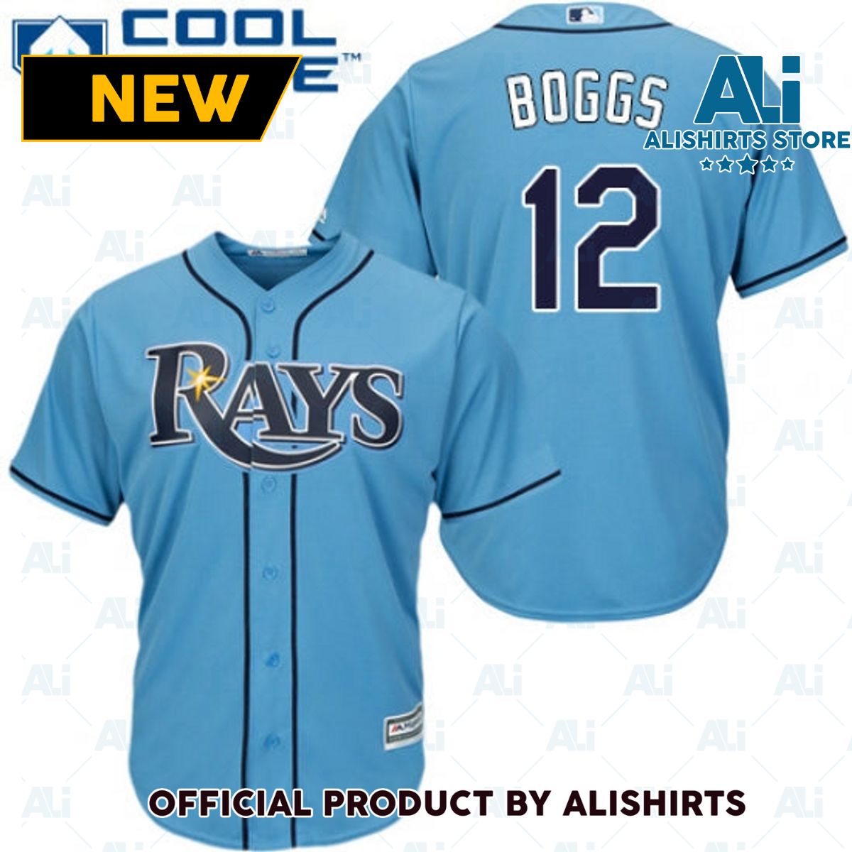 Tampa Bay Rays #12 Wade Boggs Replica Light Blue Cool Baseball MLB Jersey
