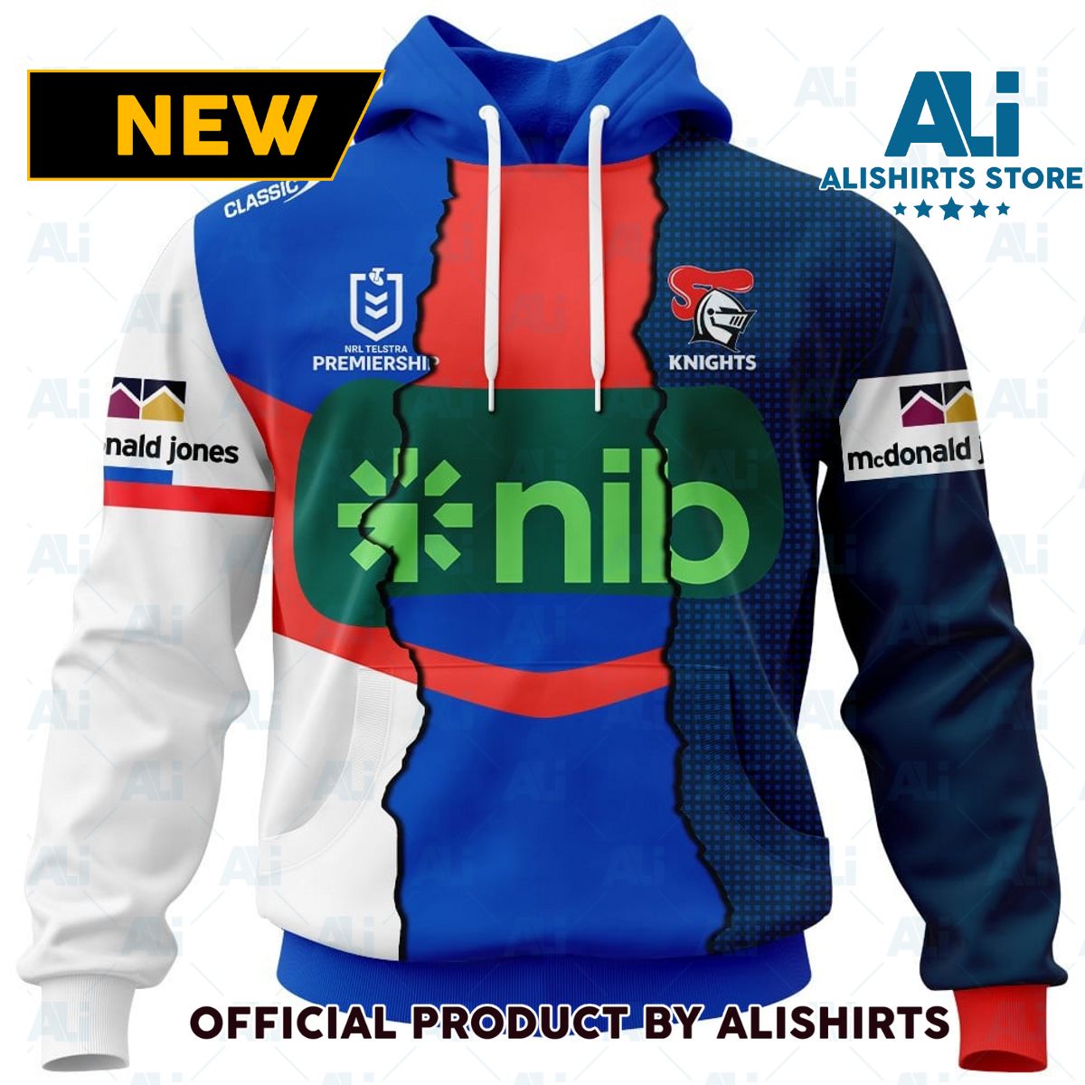 Personalized 2023 NRL Newcastle Knights Mix Jerseys Hoodie