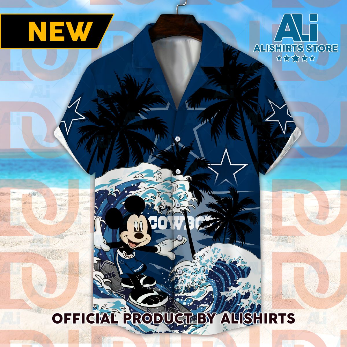 Dallas cowboy mickey japan wave hawaiian shirt