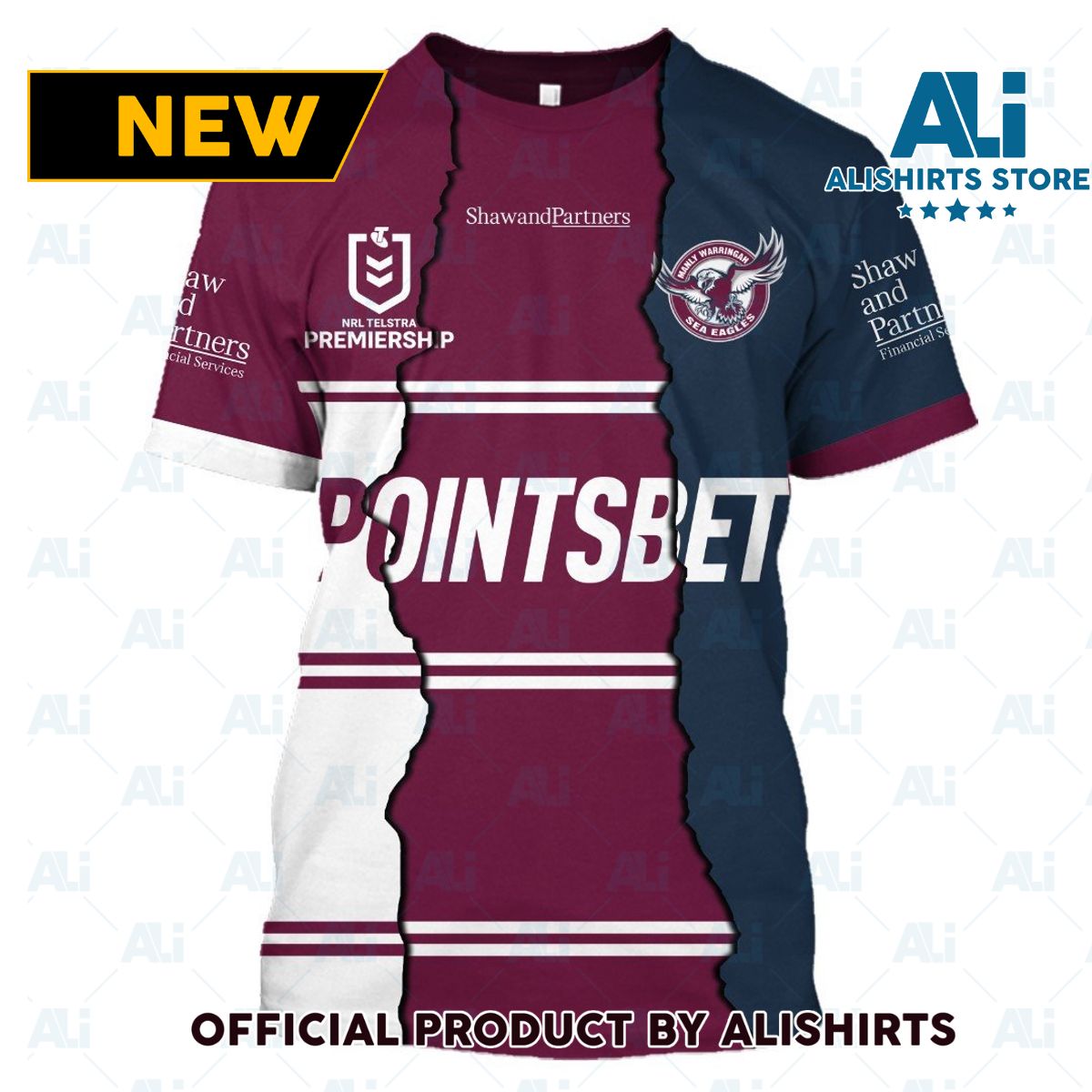 Personalized 2023 NRL Manly Warringah Sea Eagles Mix Jerseys T-Shirts