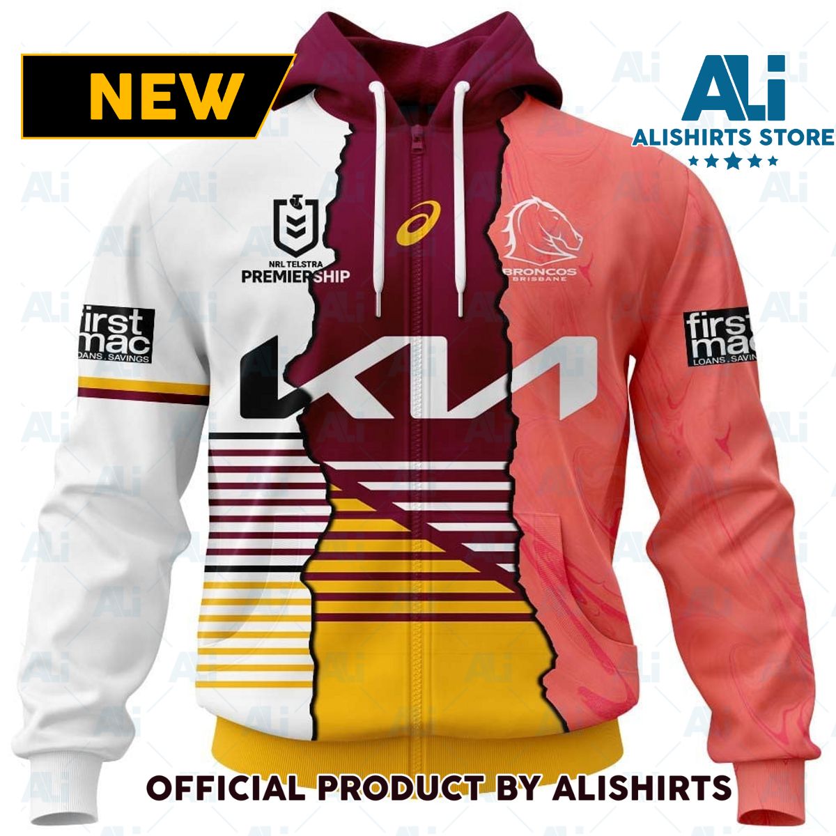 Personalized 2023 NRL Brisbane Broncos Mix Jerseys Hoodie