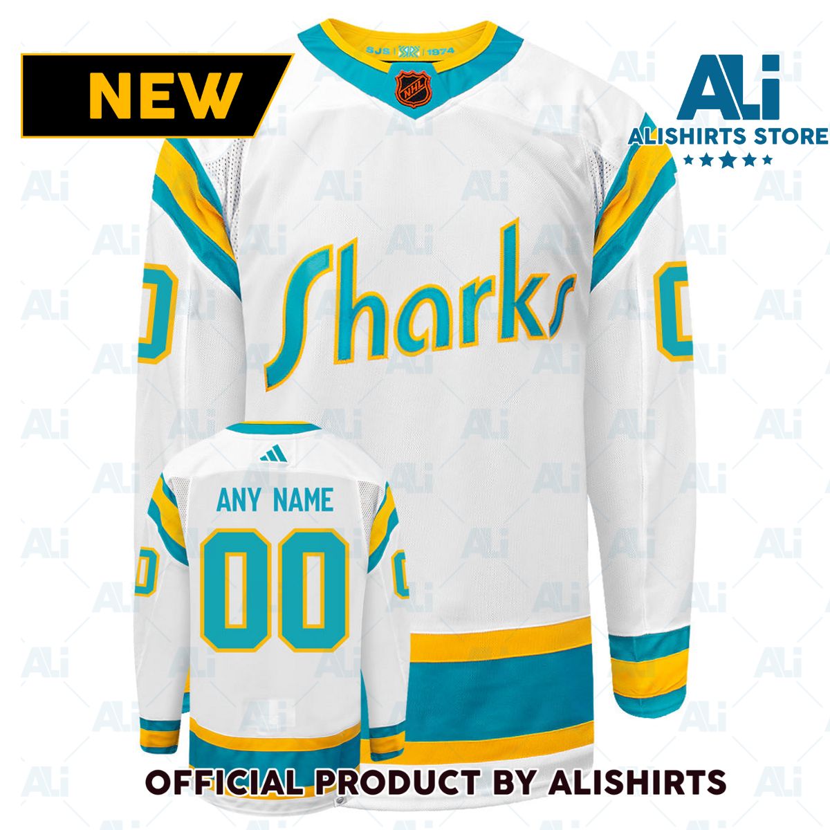 Customizable San Jose Sharks Adidas 2022 Primegreen Reverse Retro Authentic NHL Hockey Jersey