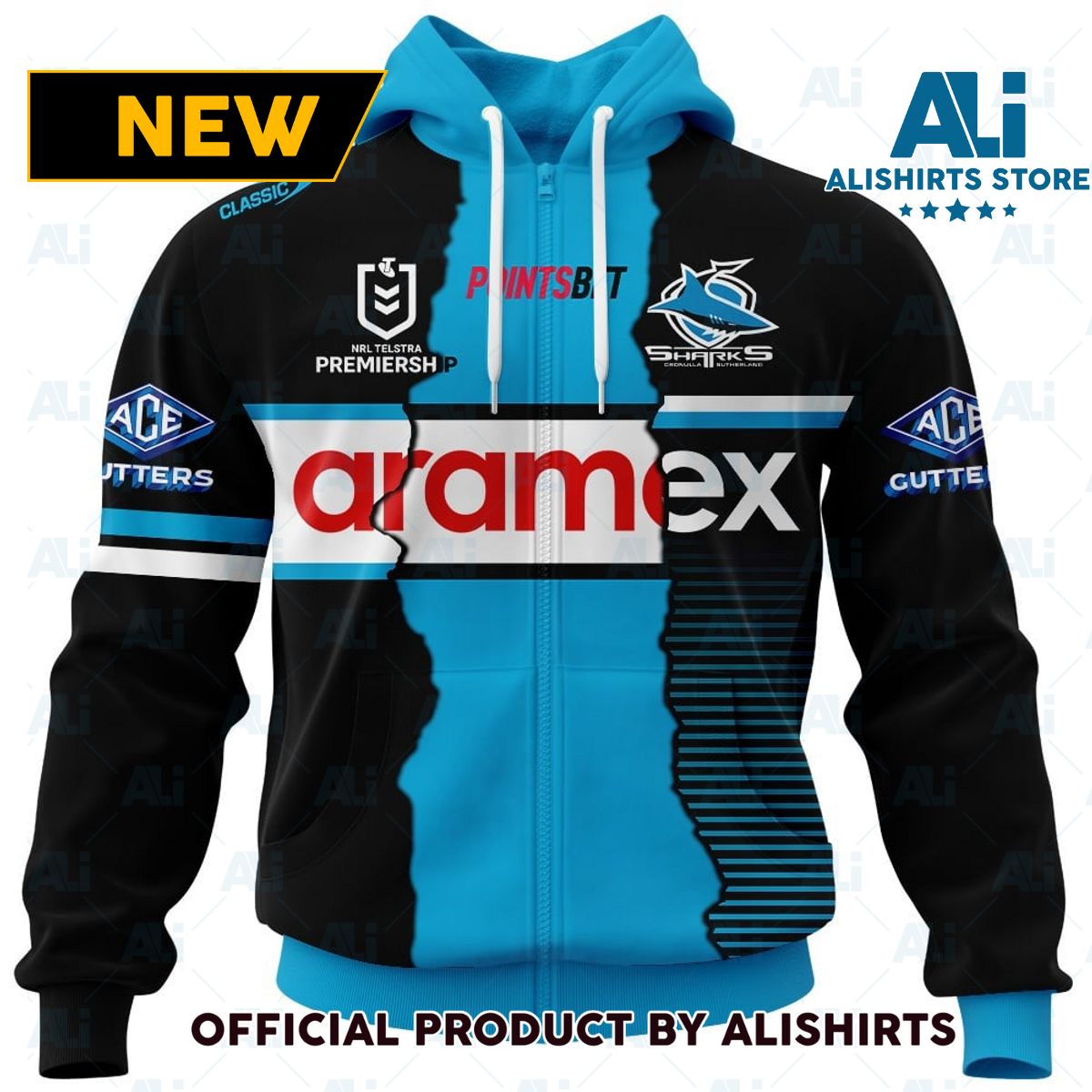 Personalized 2023 NRL Cronulla Sutherland Sharks Mix Jerseys Hoodie