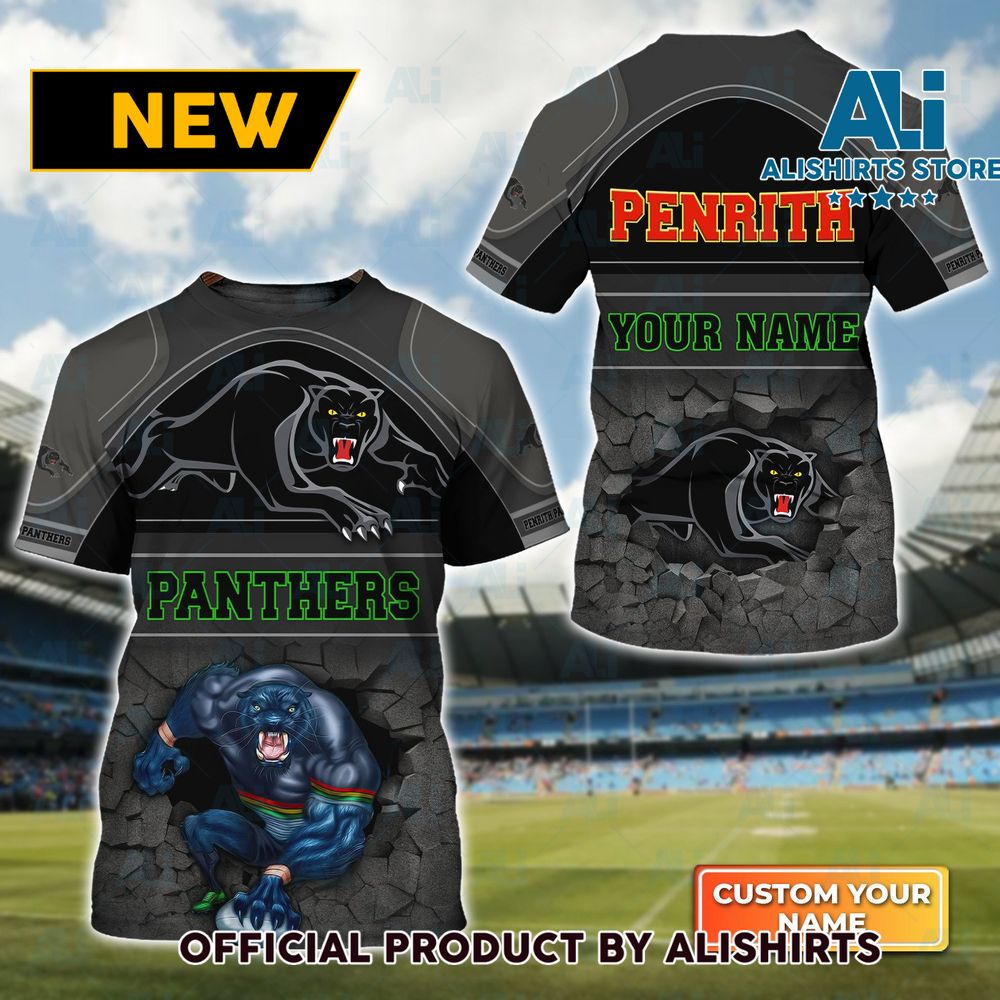 Penrith Panthers Broken Wall Personalized Name Tshirts