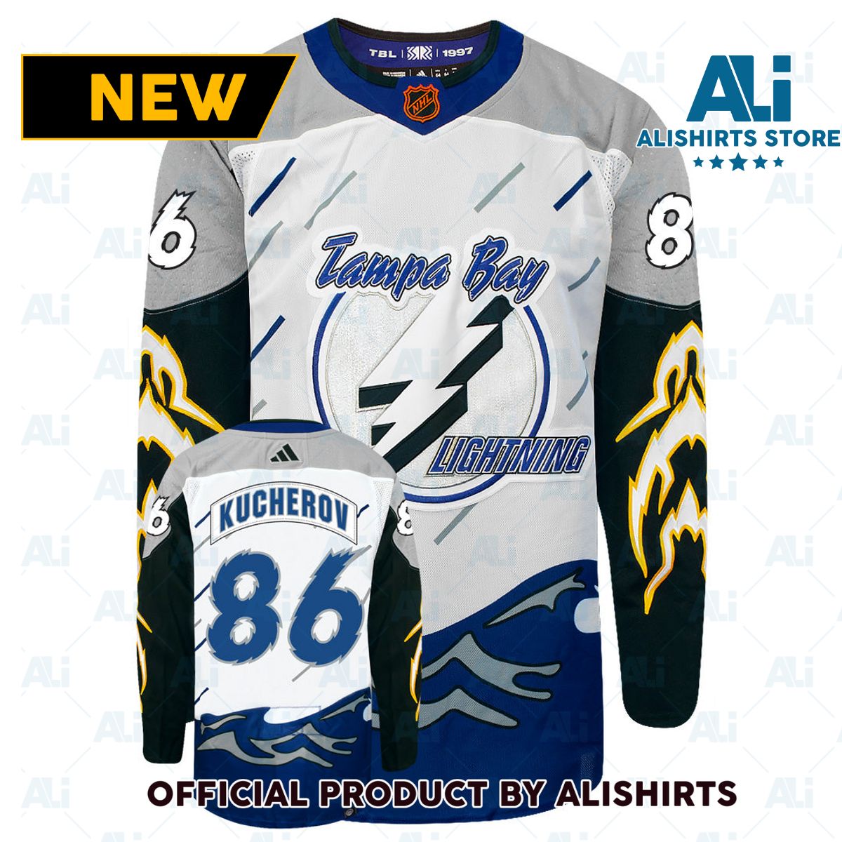 Nikita Kucherov Tampa Bay Lightning Adidas 2022 Primegreen Reverse Retro Authentic NHL Hockey Jersey