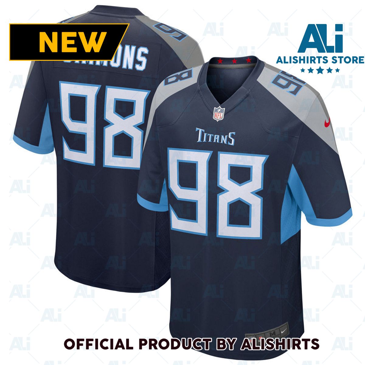 Tennessee Titans Jeffery Simmons Game Football Jersey Navy