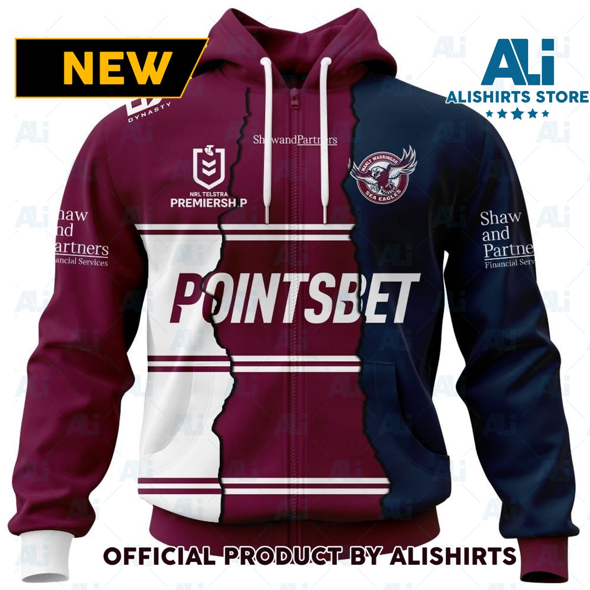 Personalized 2023 NRL Manly Warringah Sea Eagles Mix Jerseys Hoodie