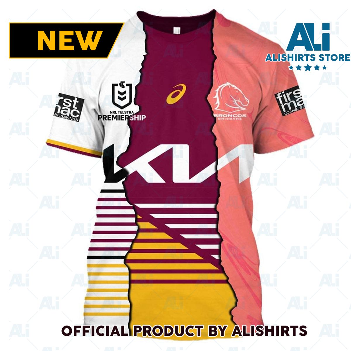 Personalized 2023 NRL Brisbane Broncos Mix Jerseys T-Shirts