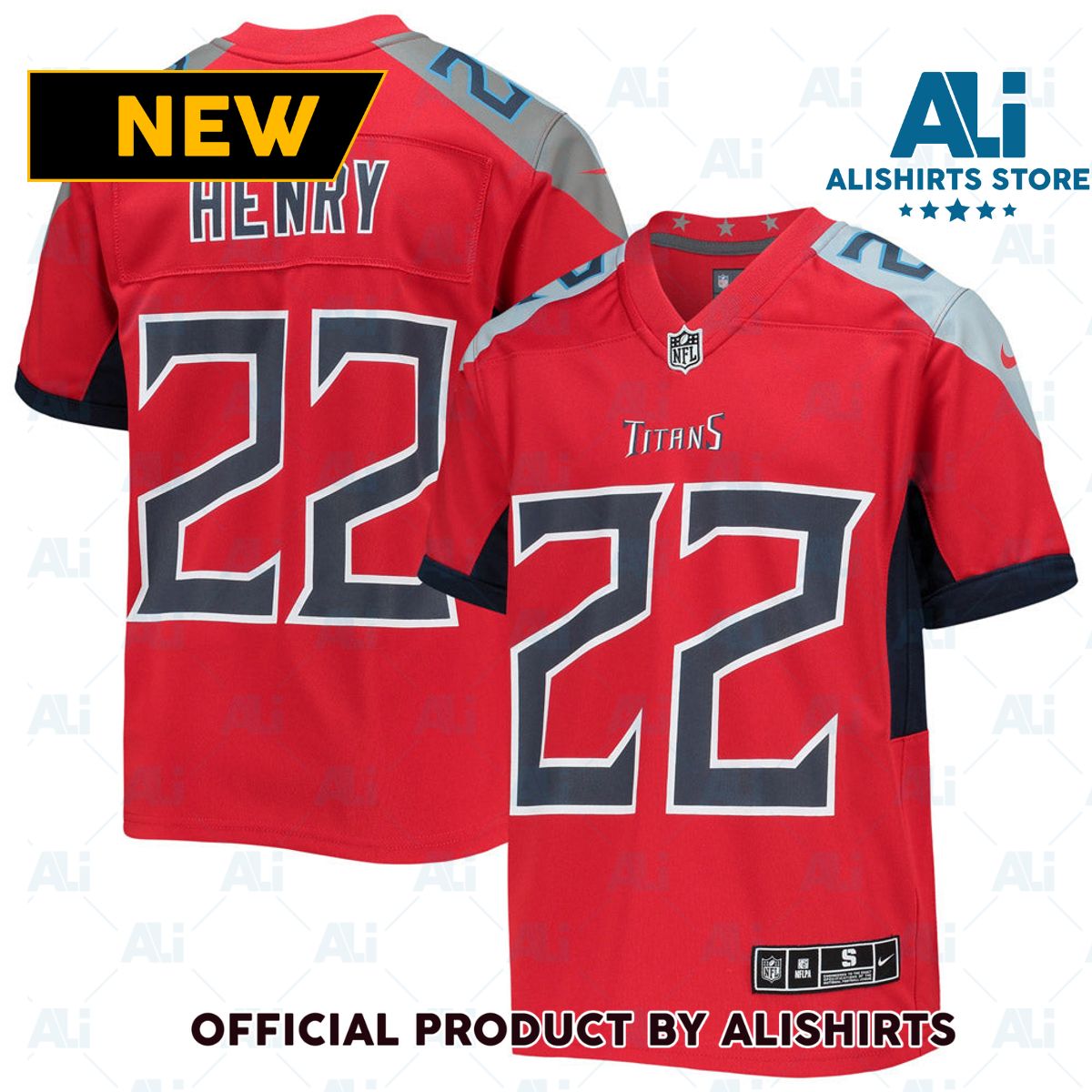 Tennessee Titans Derrick Henry Inverted Team Game Football Jersey Red