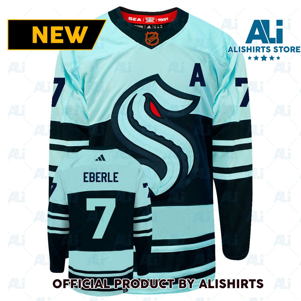 Jordan Eberle Seattle Kraken Adidas 2022 Primegreen Reverse Retro Authentic NHL Hockey Jersey