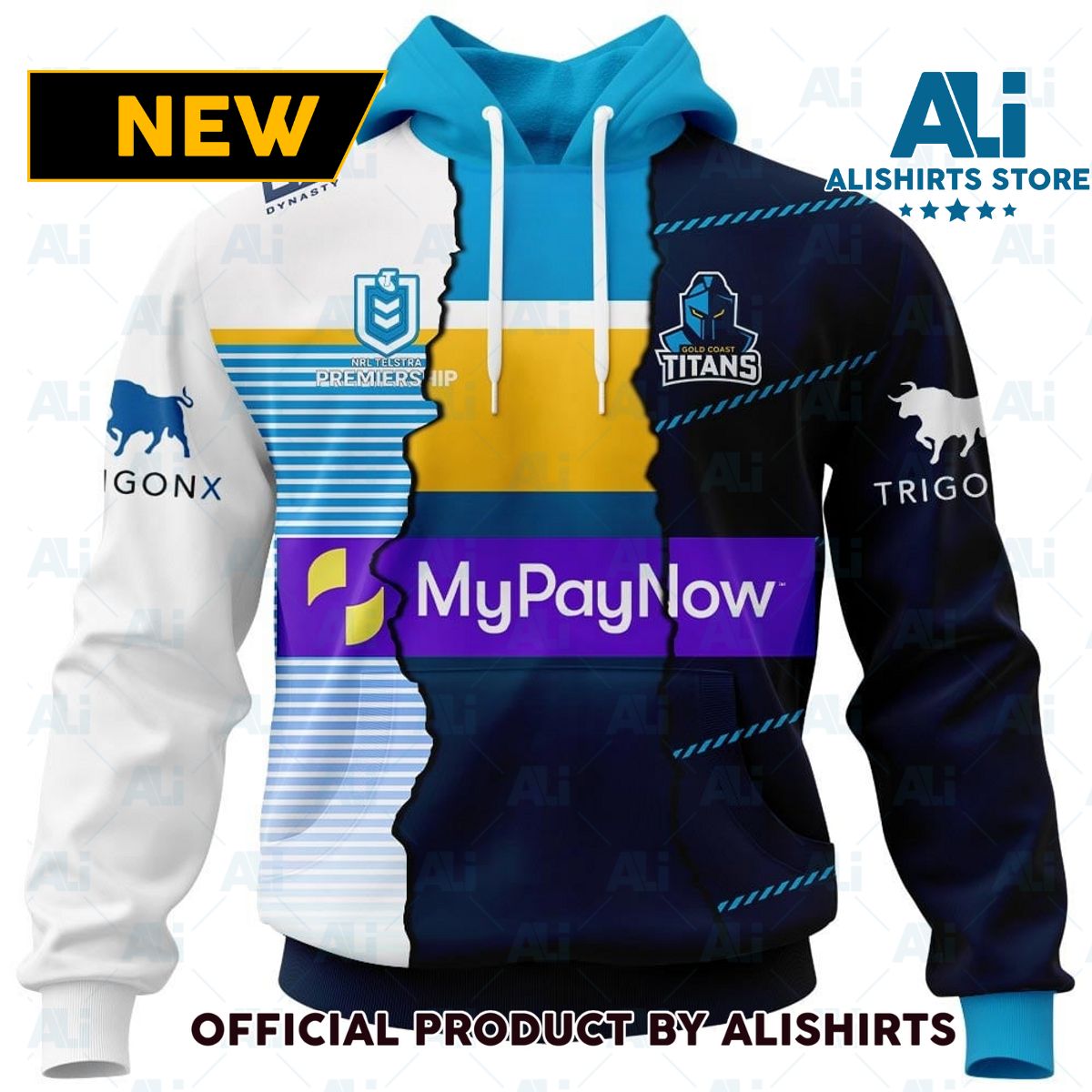 Personalized 2023 NRL Gold Coast Titans Mix Jerseys Hoodie