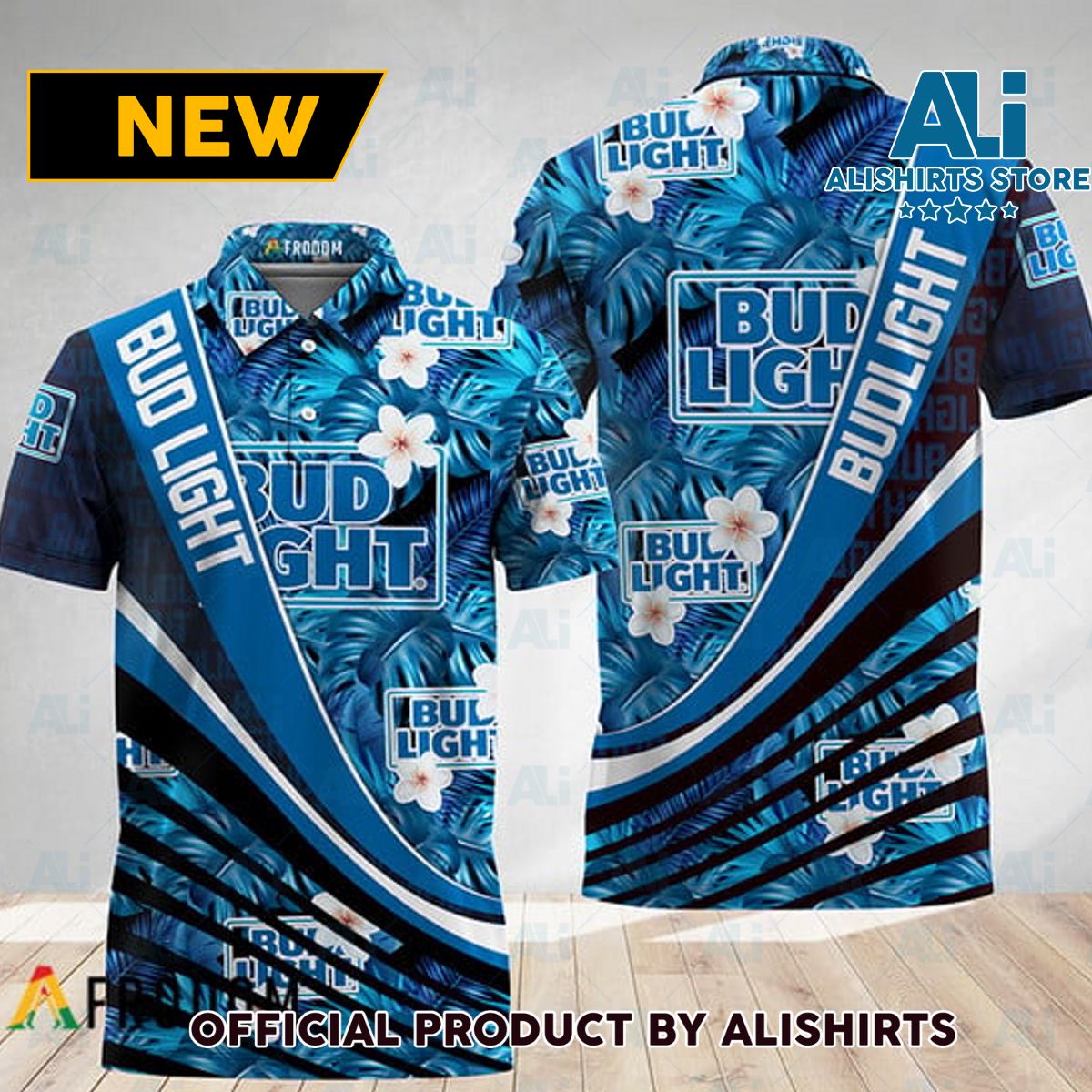 Bold Monstera Floral Aloha Bud Light Polo Shirt